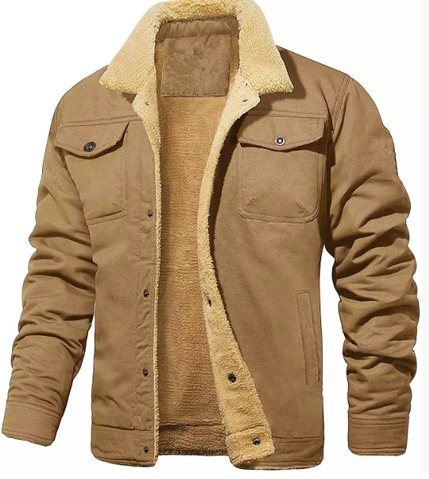 Men’s Shearling Collar Lined Winter Jacket