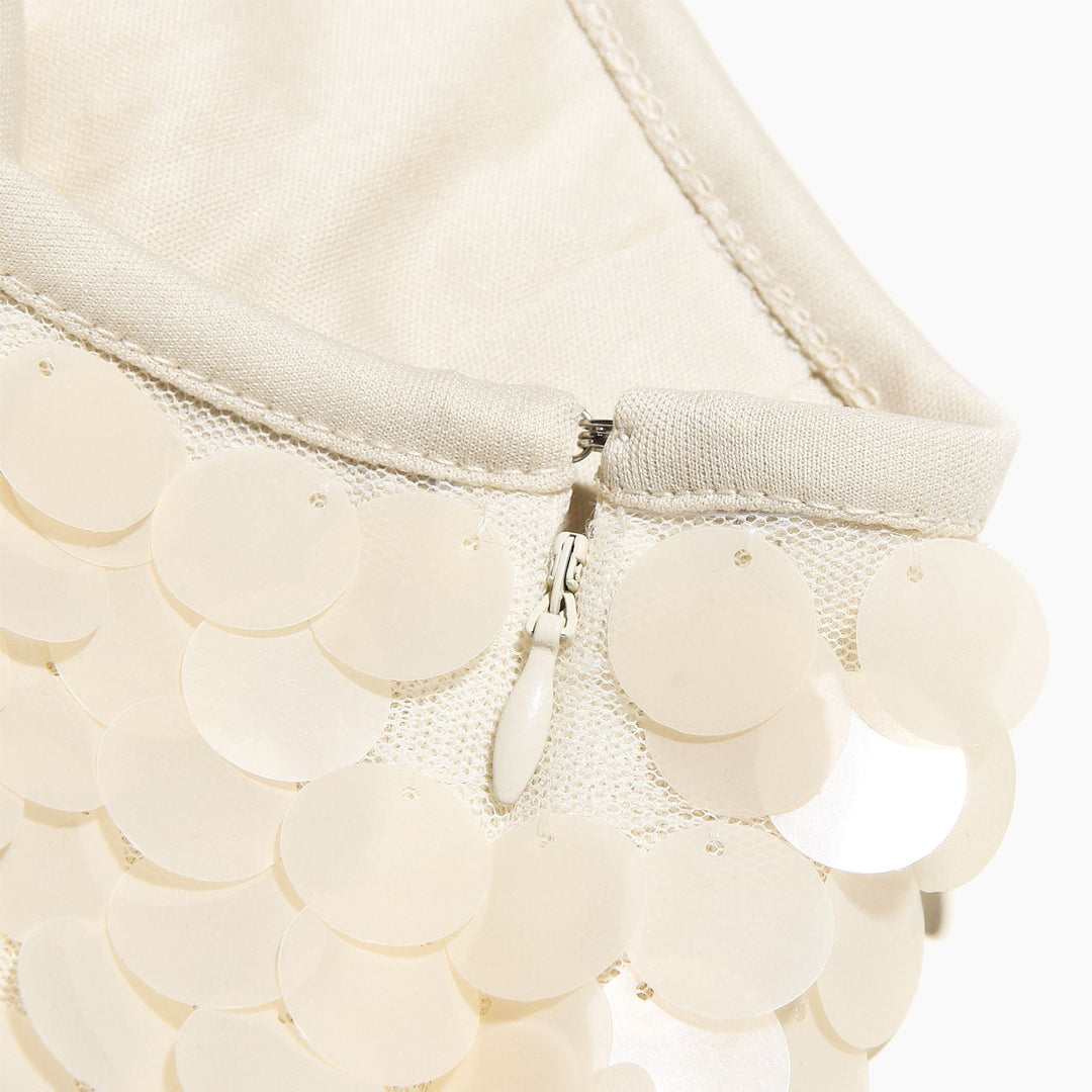 Women’s Cream Sequin Midi Skirt