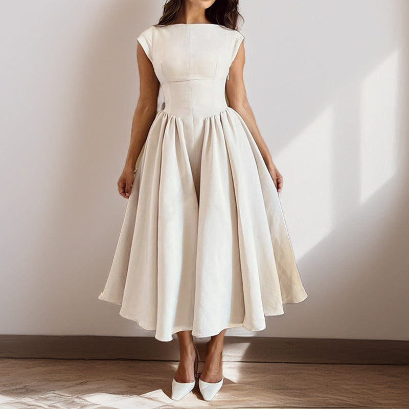 Women’s Structured Cap Sleeve Midi Dress
