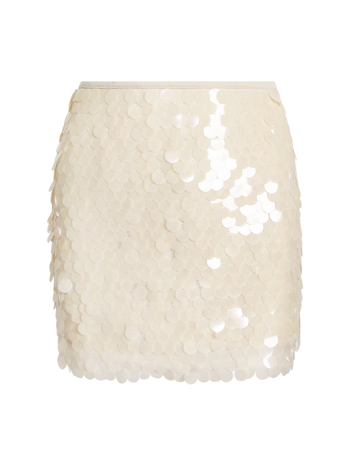 Women’s Cream Sequin Midi Skirt