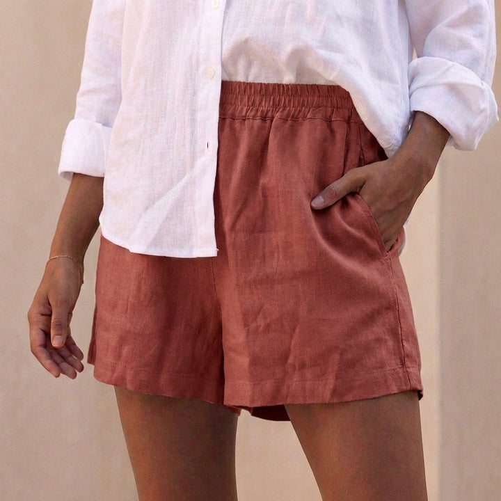 Women's Elevated High-Waist Shorts With Elastic Waistband and Pockets