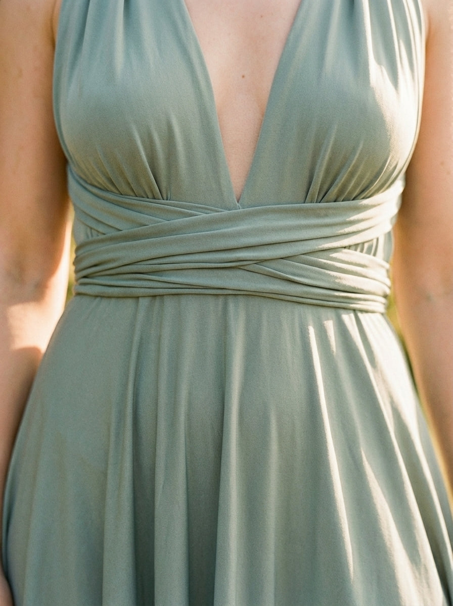 Women's Versatile Multiway Knit Maxi Dress With Wrapped Bodice And Flowing Silhouette