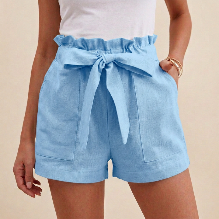 Women's Relaxed Paperbag Waist Shorts With Self-Tie Belt And Pockets