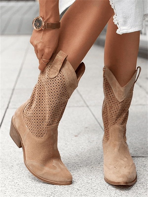 Women’s Mid-Calf Suede Western Cowboy Boots