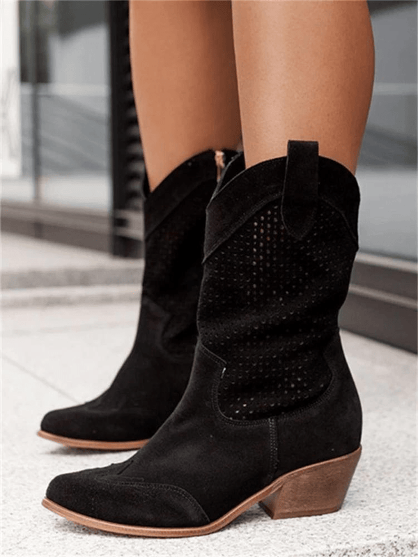 Women’s Mid-Calf Suede Western Cowboy Boots