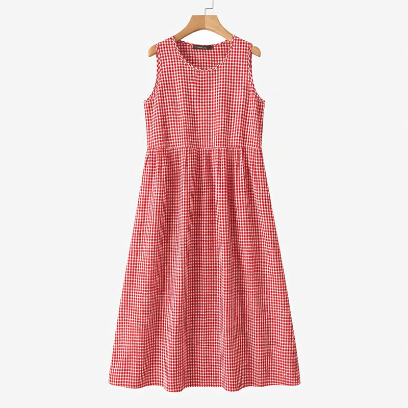 Women's Sleeveless Check Midi Dress