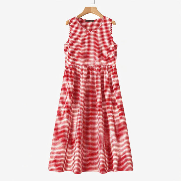 Women's Sleeveless Check Midi Dress
