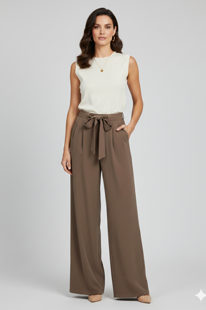 Women's Wide-Leg Drawstring-Waist Palazzo Trousers