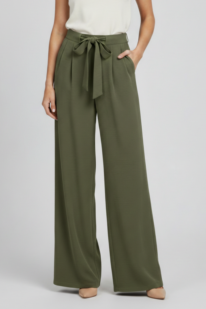 Women's Wide-Leg Drawstring-Waist Palazzo Trousers
