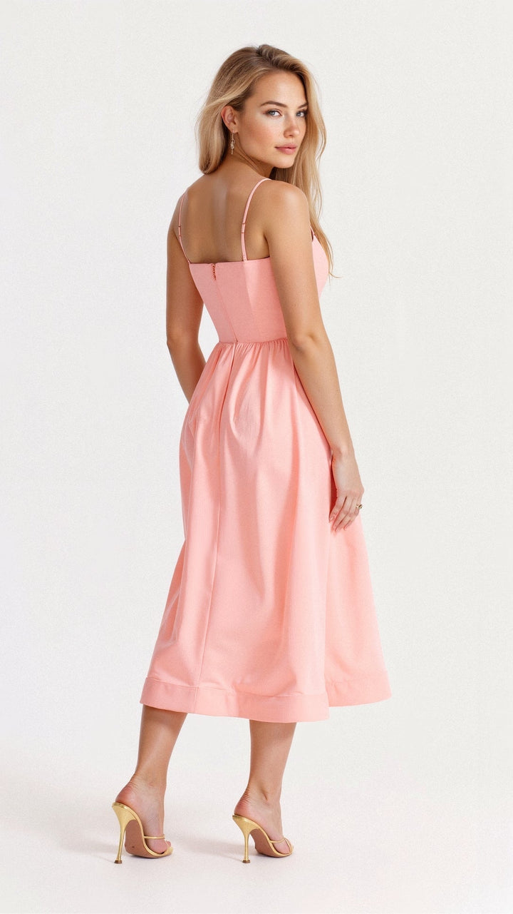 Women's Ascot-Style A-Line Midi Dress