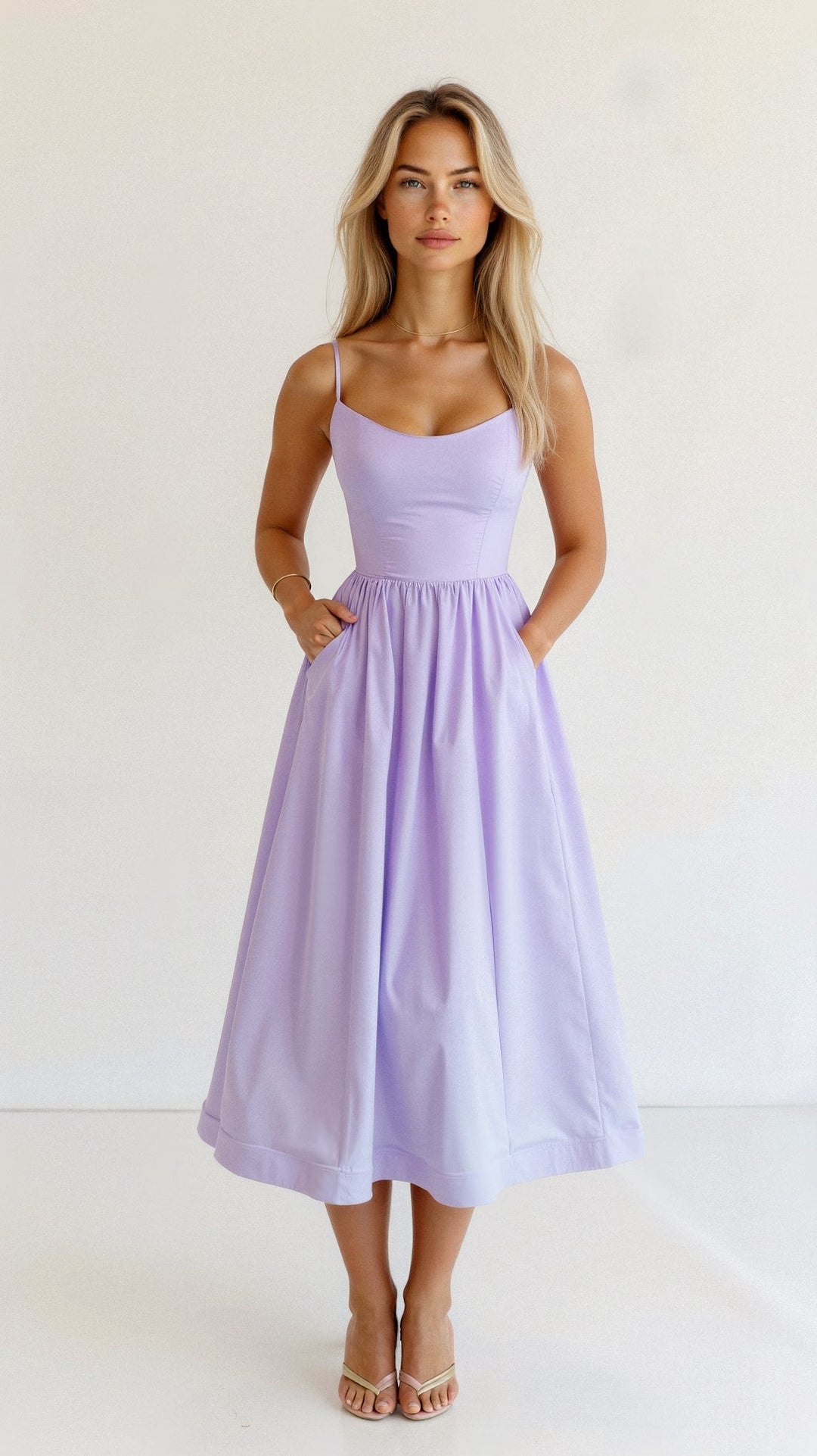 Women's Ascot-Style A-Line Midi Dress