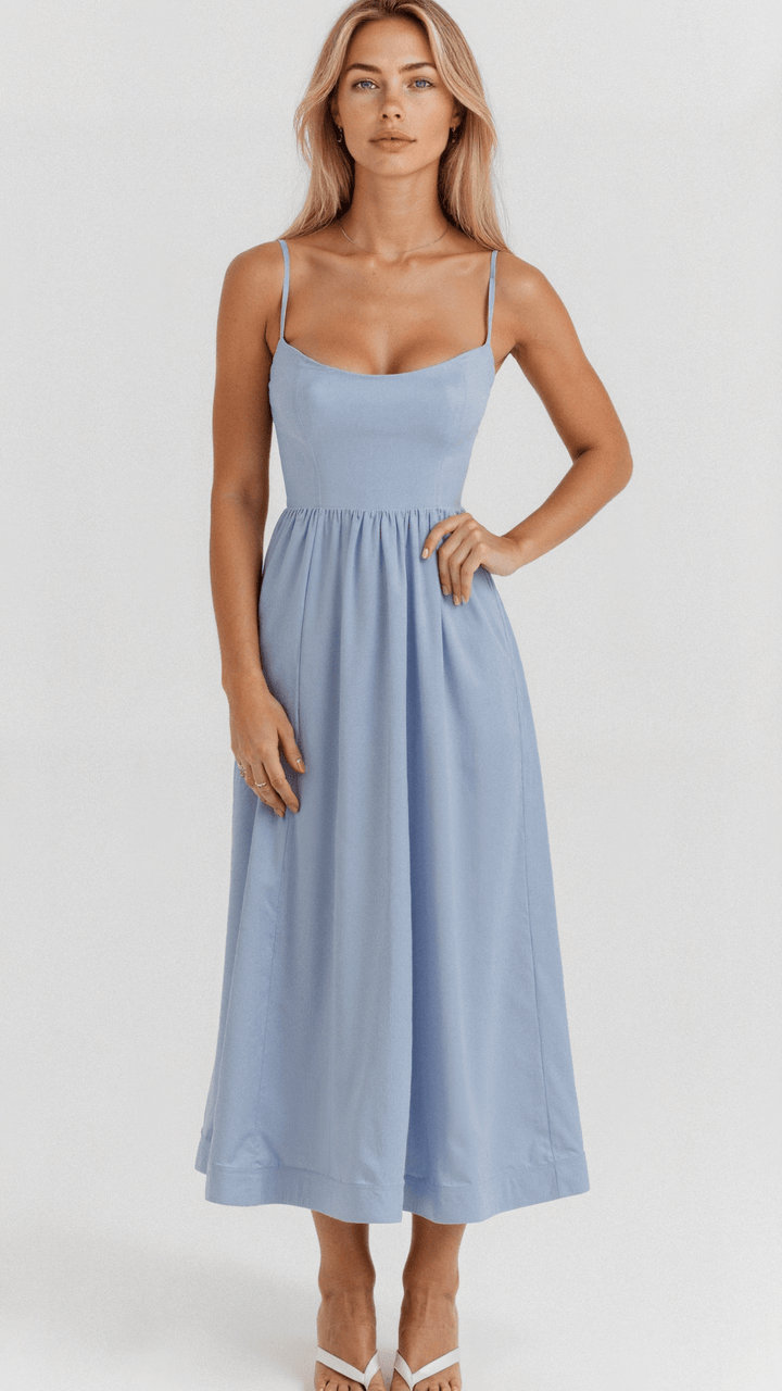 Women's Ascot-Style A-Line Midi Dress