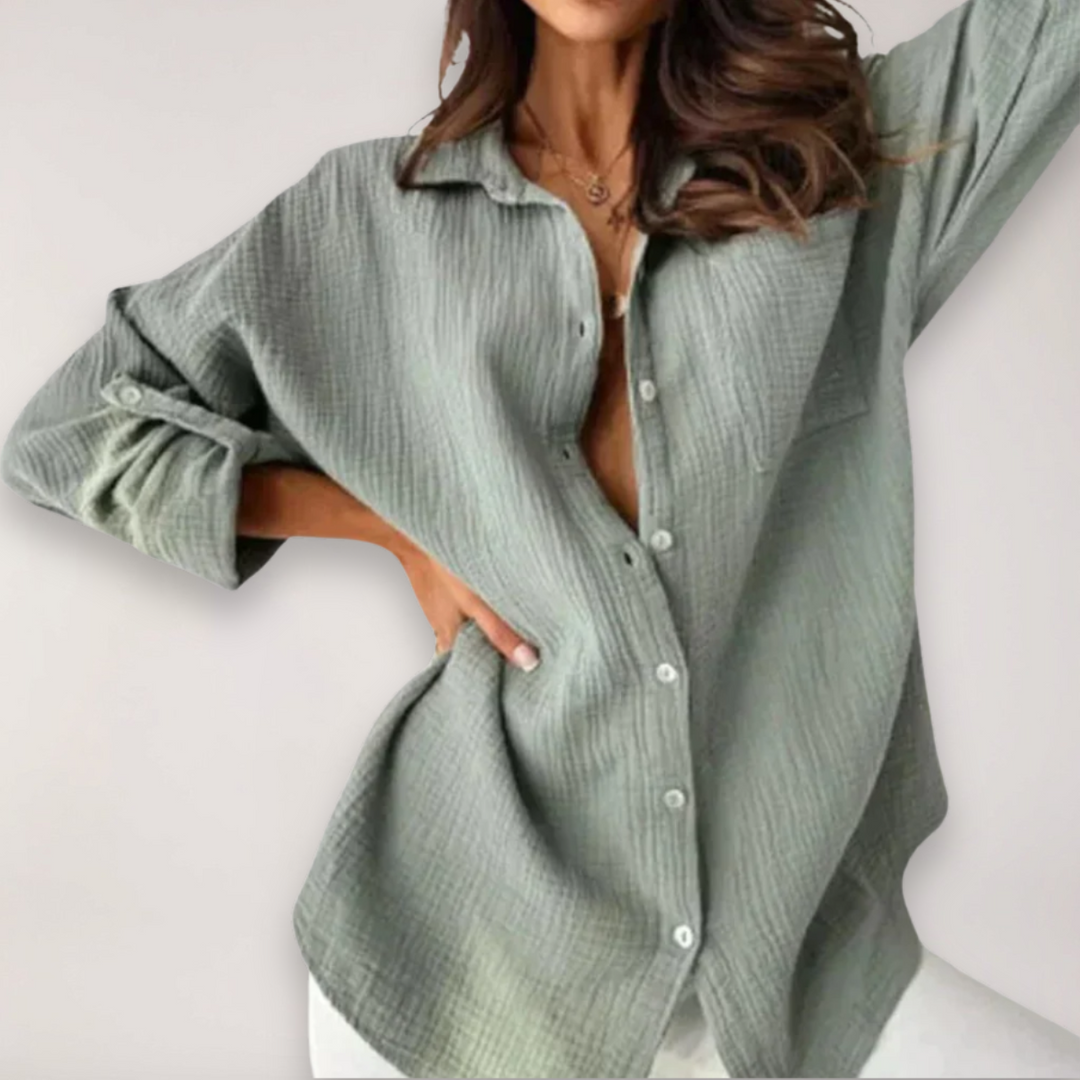 Women's Button-Front Roll-Up Sleeve Shirt