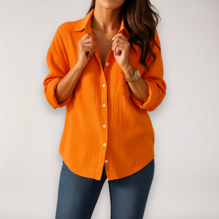 Women's Button-Front Roll-Up Sleeve Shirt