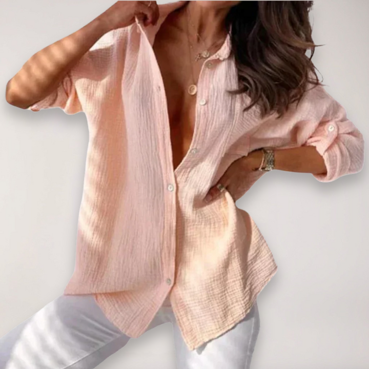 Women's Button-Front Roll-Up Sleeve Shirt