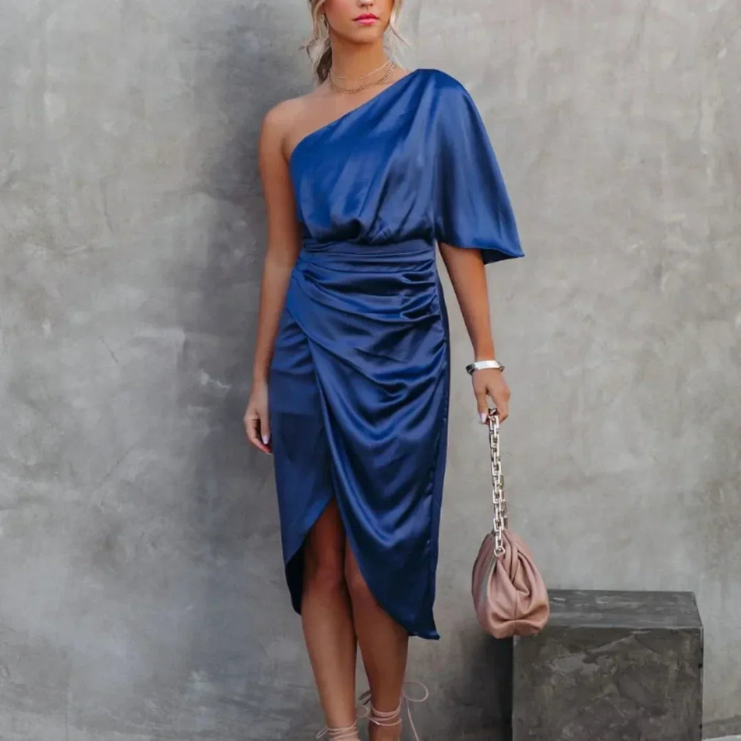 Women's One-Shoulder Wrap Mini Dress
