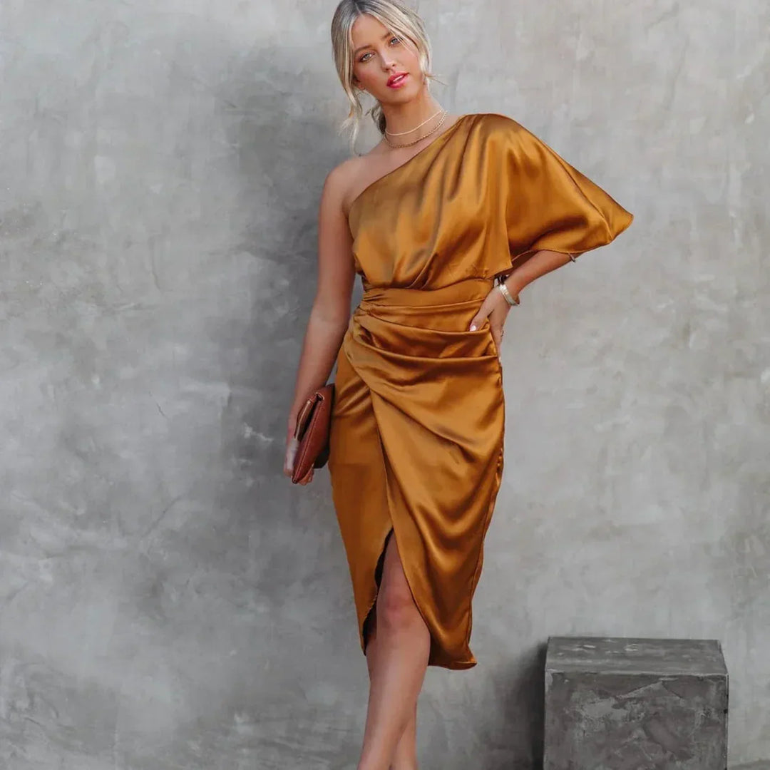 Women's One-Shoulder Wrap Mini Dress