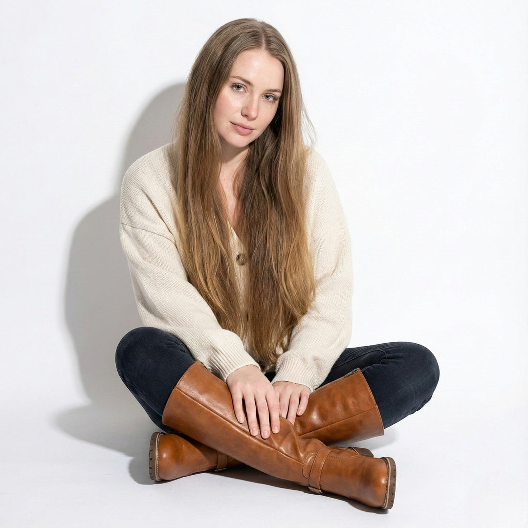 Aurela Women’s Leather Supportive Knee-High Boots