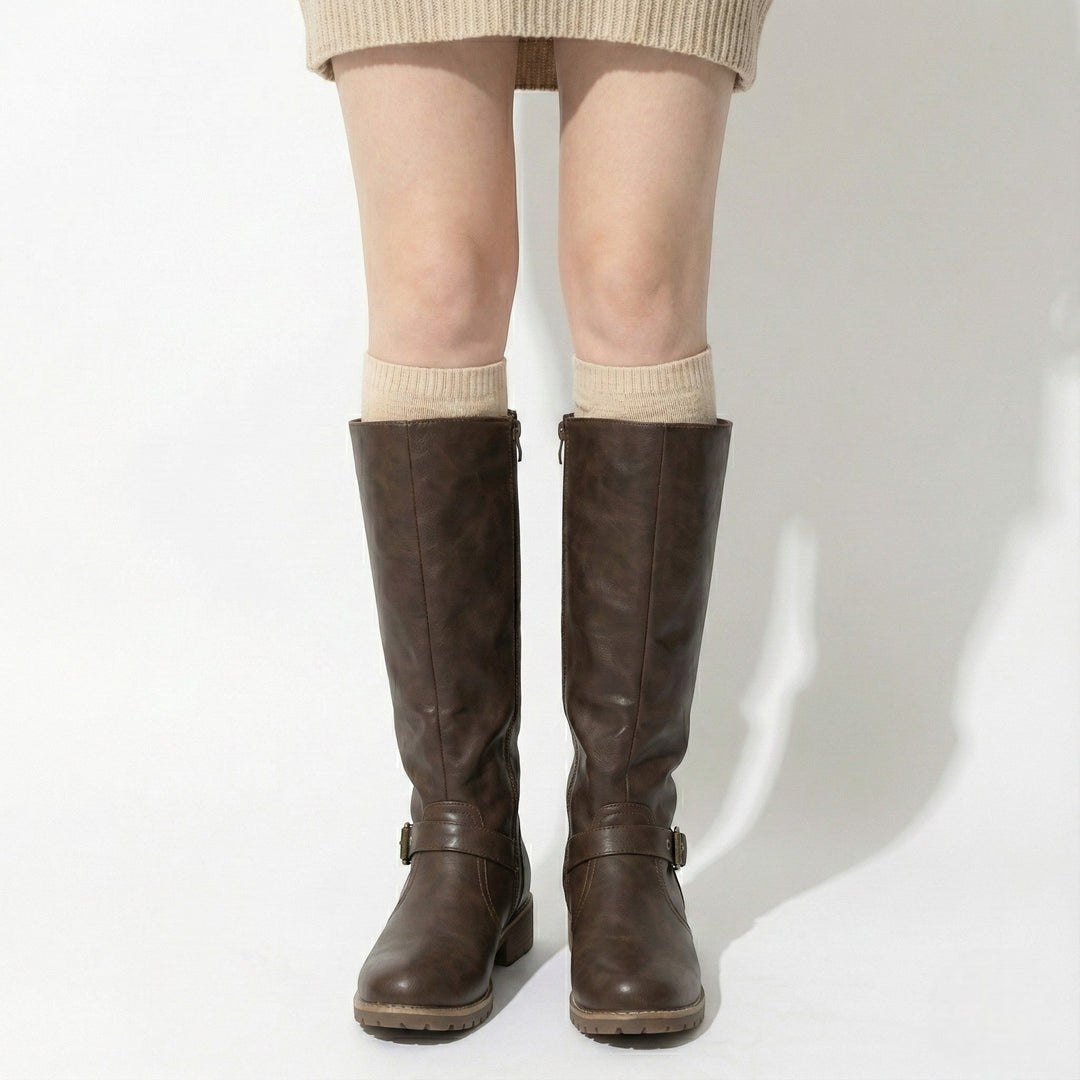 Aurela Women’s Leather Supportive Knee-High Boots