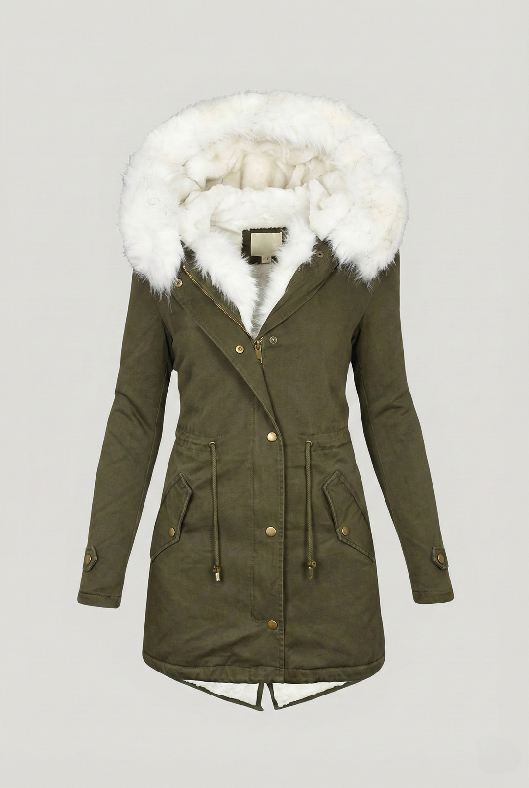 Women’s Frost-Glow Belted Parka - Plush Hood Trim