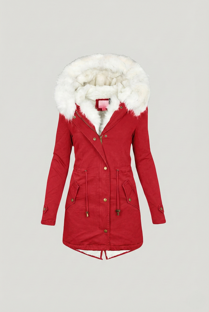 Women’s Frost-Glow Belted Parka - Plush Hood Trim