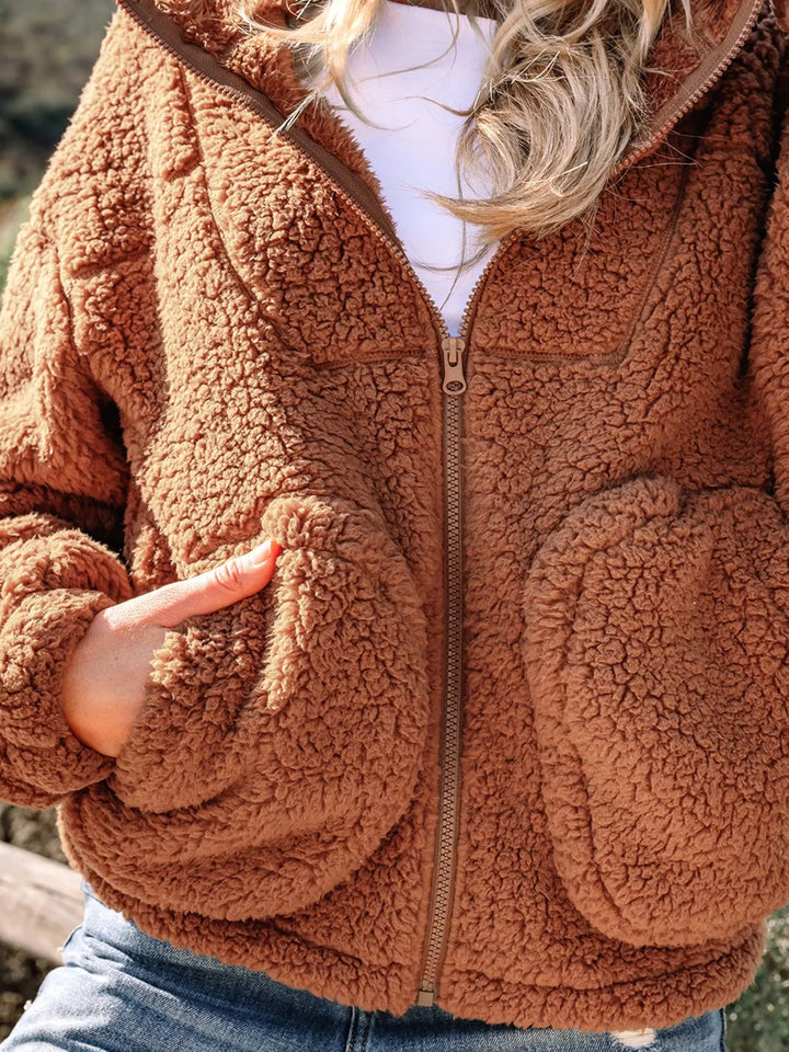 Marjorie Women’s Relaxed-Fit Zip-Up Teddy Jacket