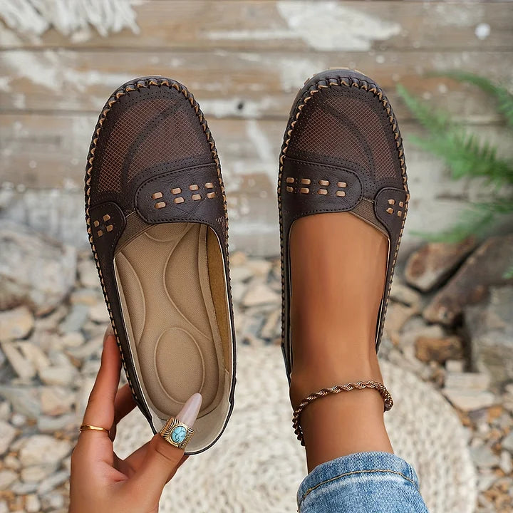 Ariella - Perforated Slip On Loafers