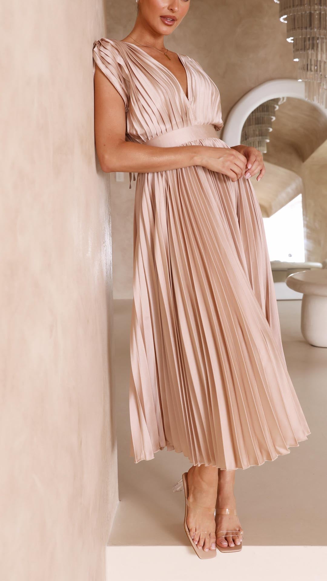 Women's V-Neck Fit-and-Flare Midi Dress