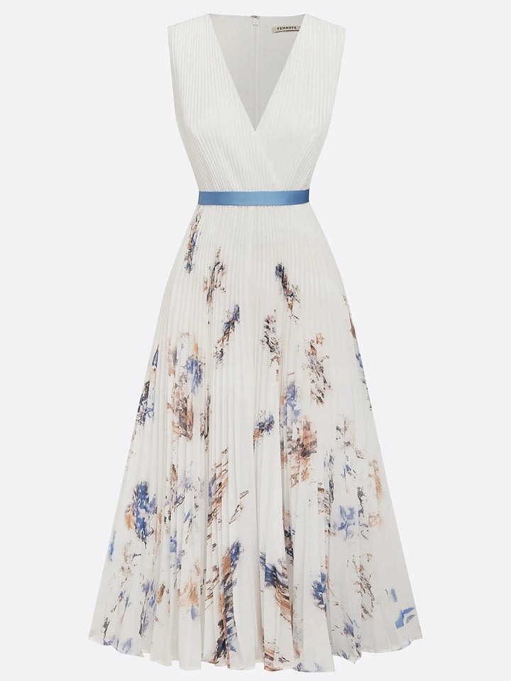 Women’s Brushstroke Pleated Midi Dress