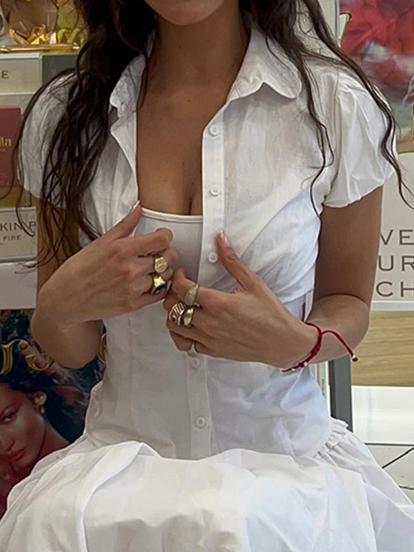 Women's Vintage Shirt -  V-Neck Short-Sleeve