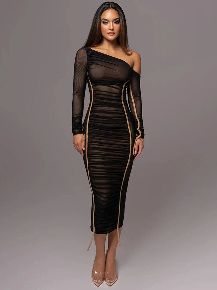 Women's One-Shoulder Bodycon Midi Dress