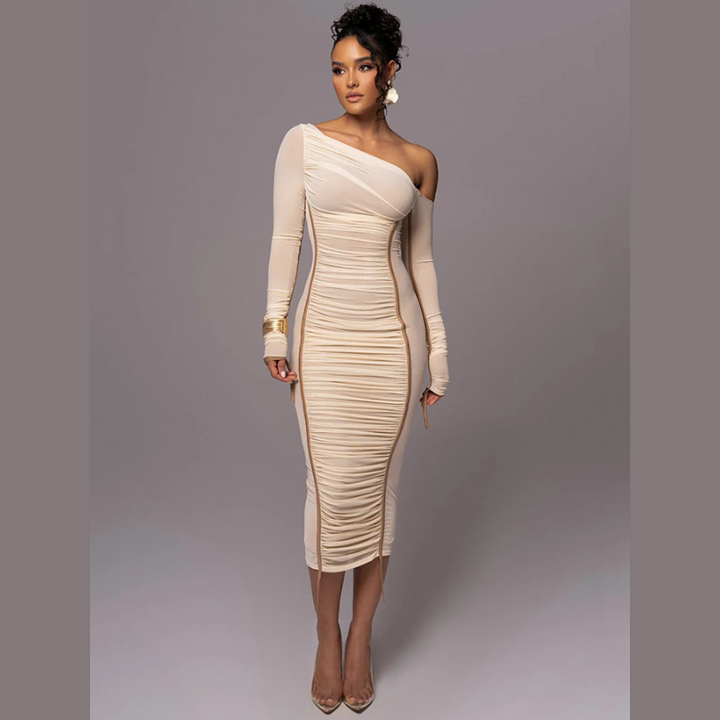 Women's One-Shoulder Bodycon Midi Dress