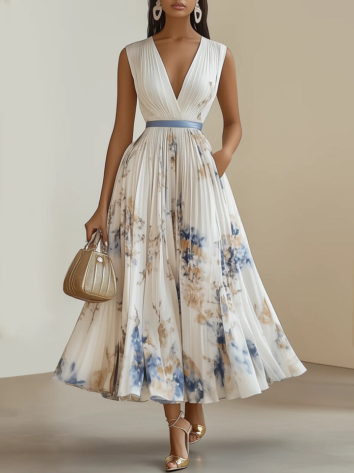 Women’s Brushstroke Pleated Midi Dress