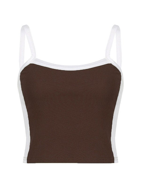 Women’s Vintage Cropped Cami Top with Contrast Stripe