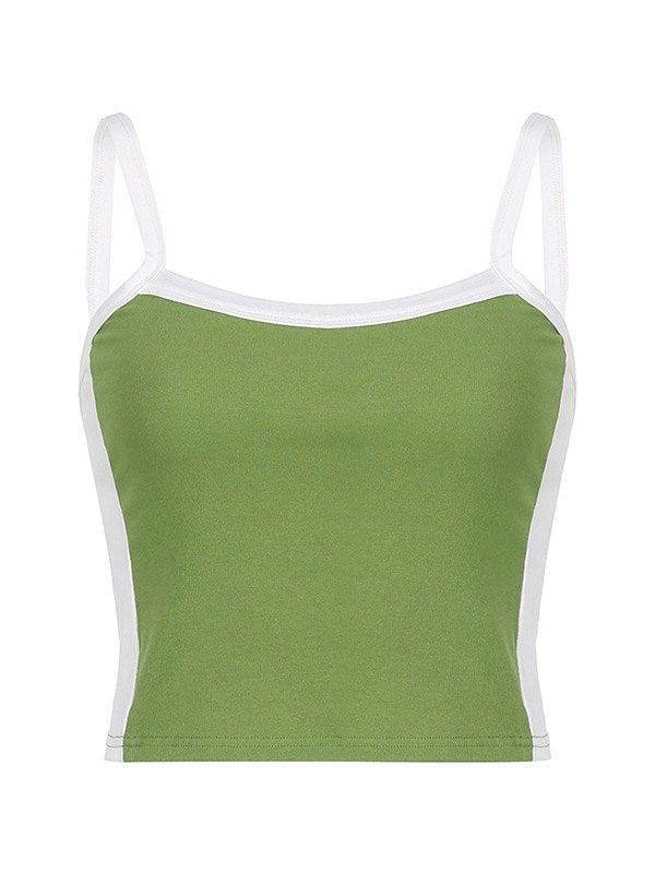 Women’s Vintage Cropped Cami Top with Contrast Stripe