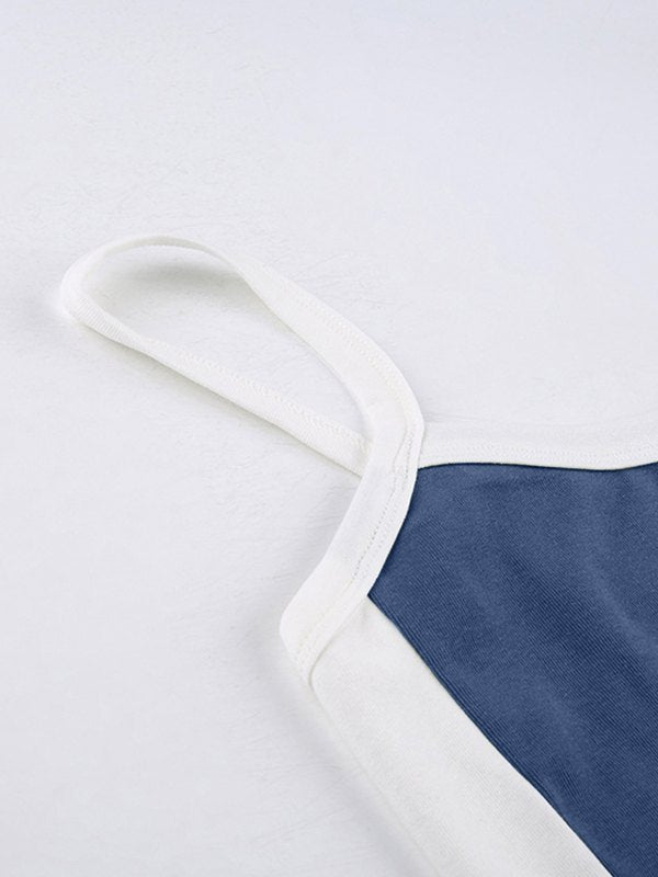 Women’s Vintage Cropped Cami Top with Contrast Stripe