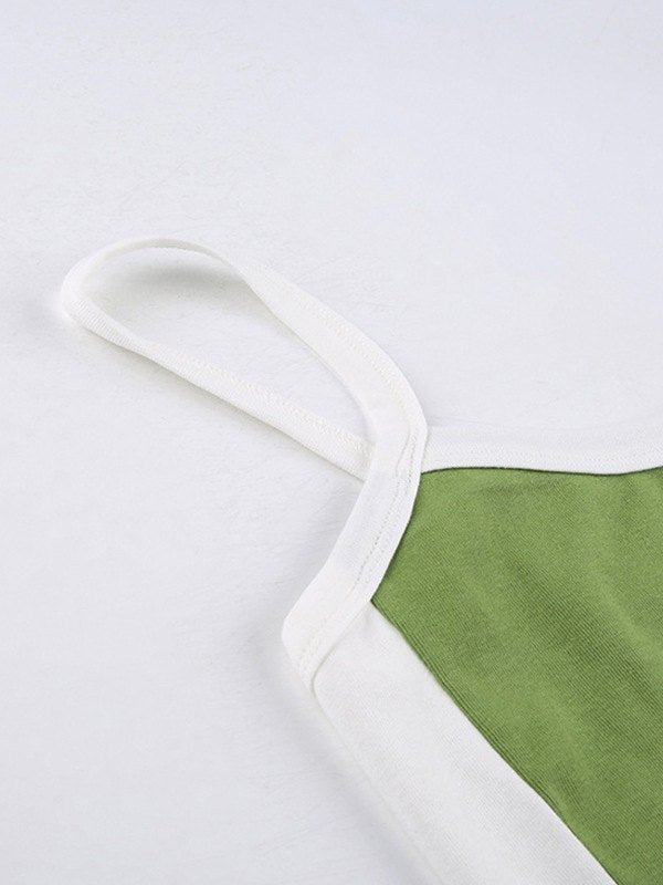 Women’s Vintage Cropped Cami Top with Contrast Stripe