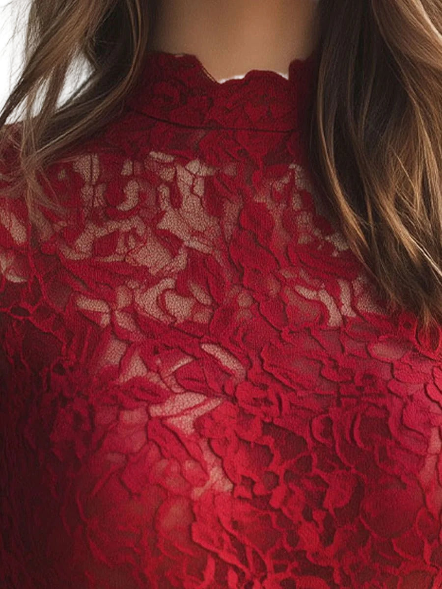 Women’s Evangeline Floral Lace High-Neck Blouse