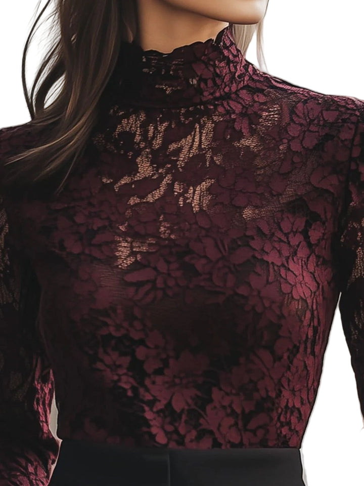 Women’s Evangeline Floral Lace High-Neck Blouse