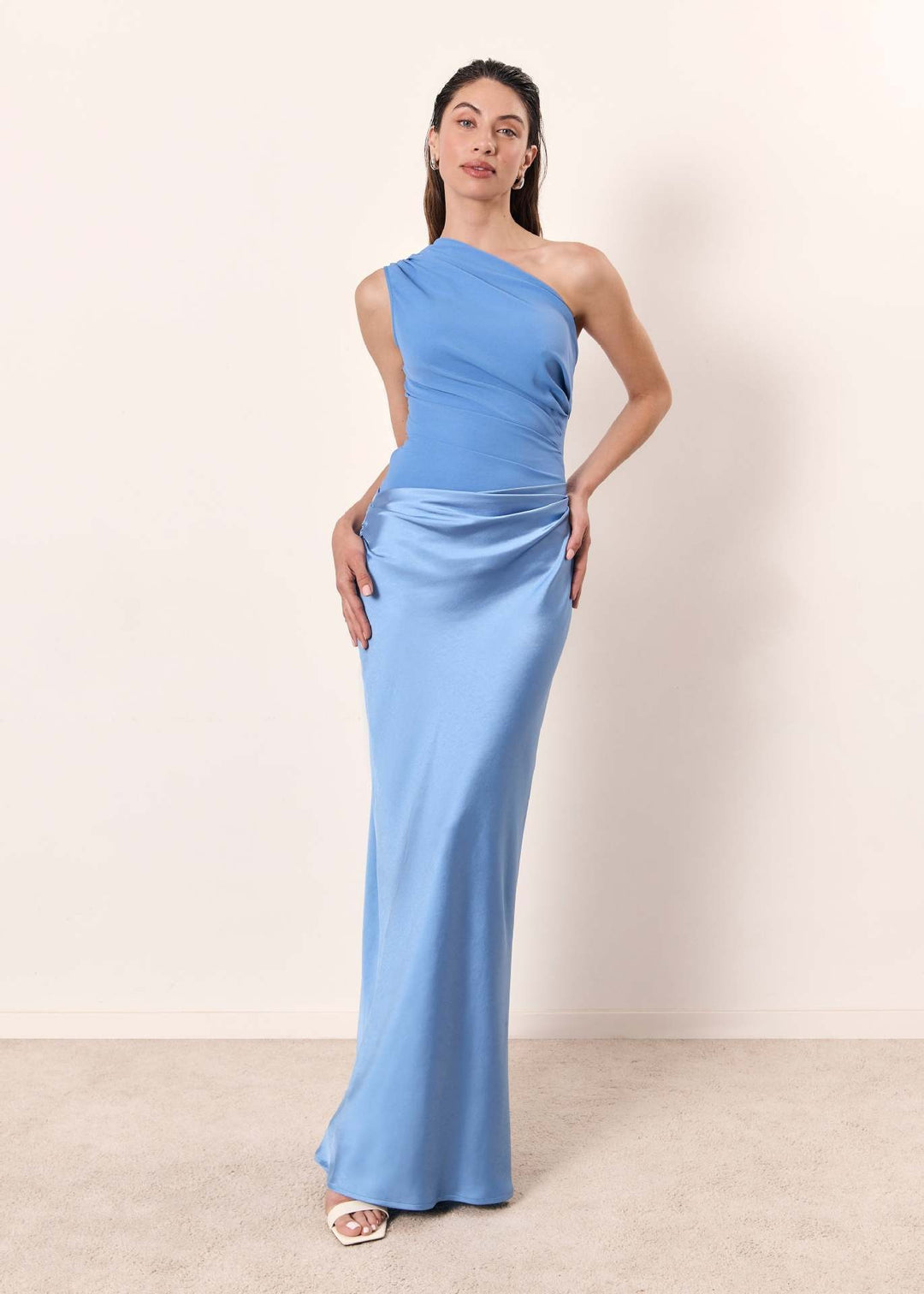Women's Asymmetric Draped Maxi Dress
