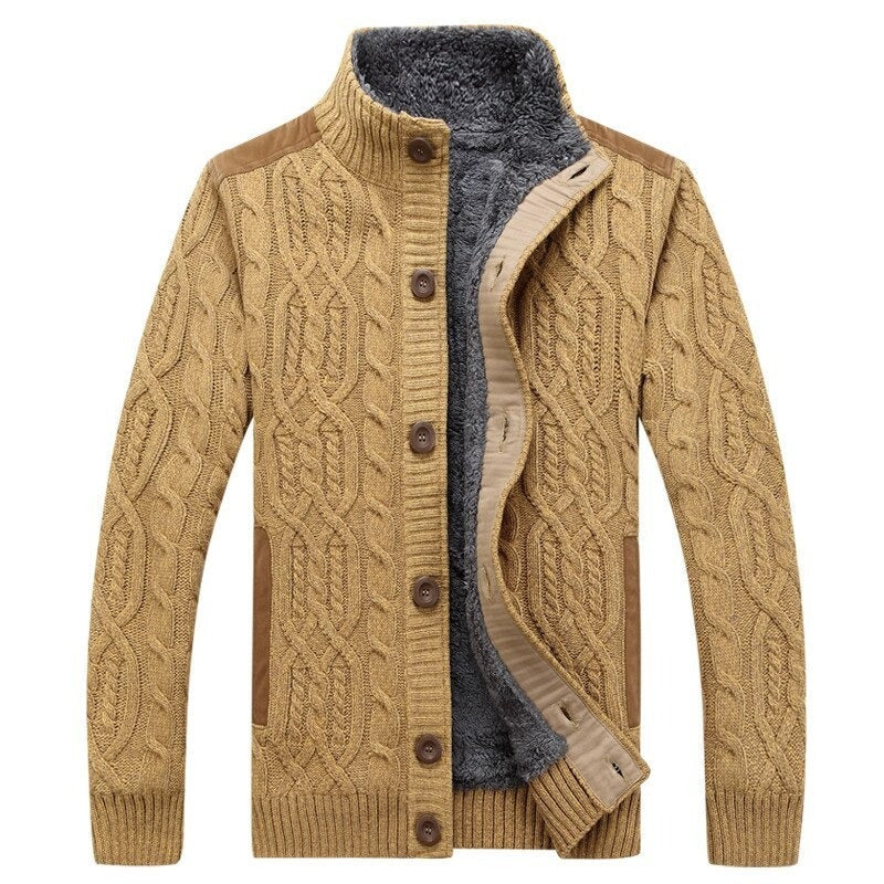 Men’s Harrington Cable-Knit Fleece-Lined Cardigan