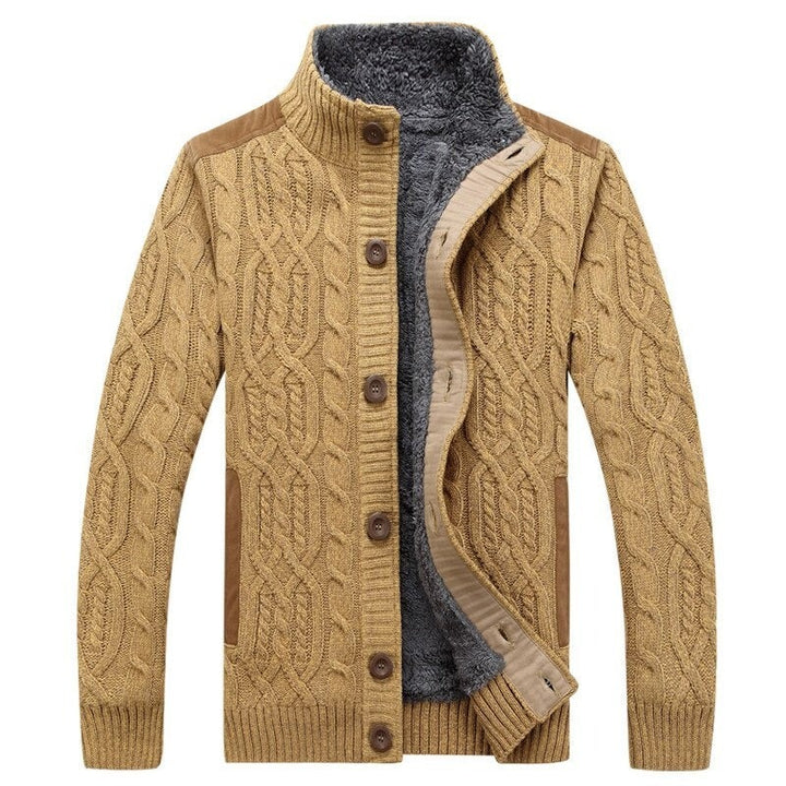 Men’s Harrington Cable-Knit Fleece-Lined Cardigan