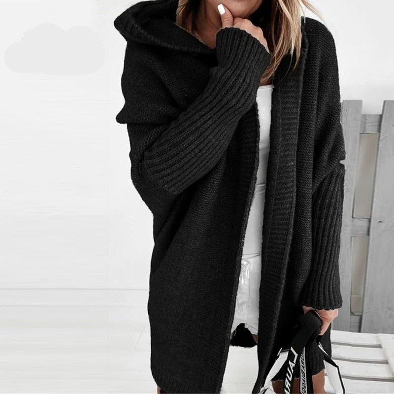 Women’s Haven Cozy Hooded Knit Cardigan – Oversized Open-Front Sweater