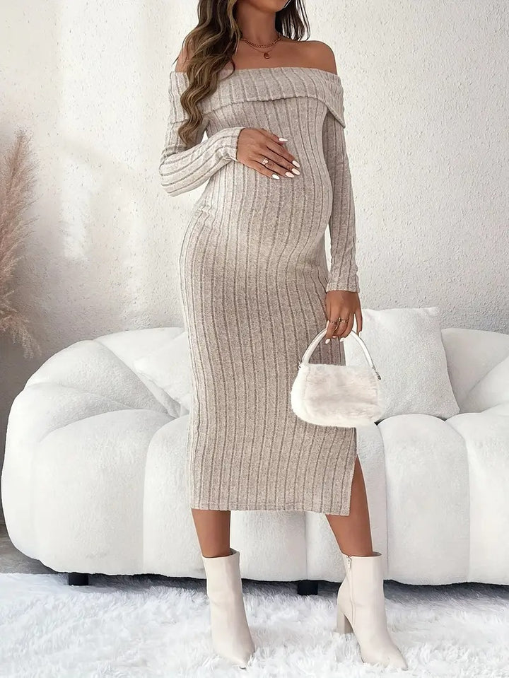 Women’s Embrace Knit Off-Shoulder Maternity Dress