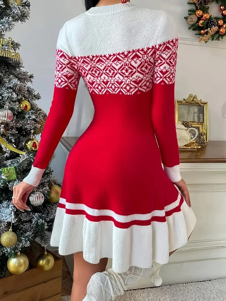 Women’s Nordic Snowflake Knit Christmas Dress