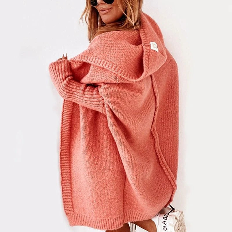Women’s Haven Cozy Hooded Knit Cardigan – Oversized Open-Front Sweater