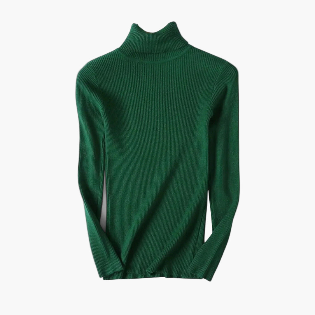 Women’s Ribbed Turtleneck Sweater – Foldover Winter Elegance