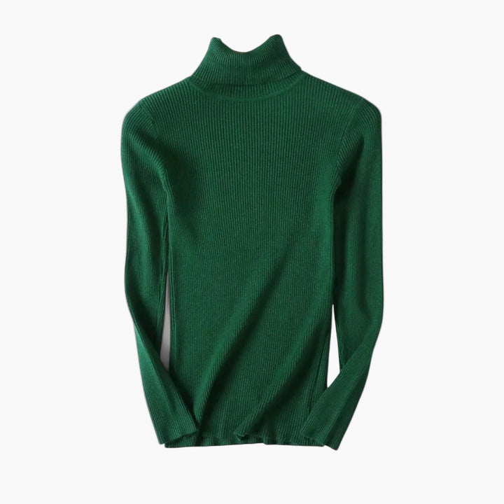 Women’s Ribbed Turtleneck Sweater – Foldover Winter Elegance