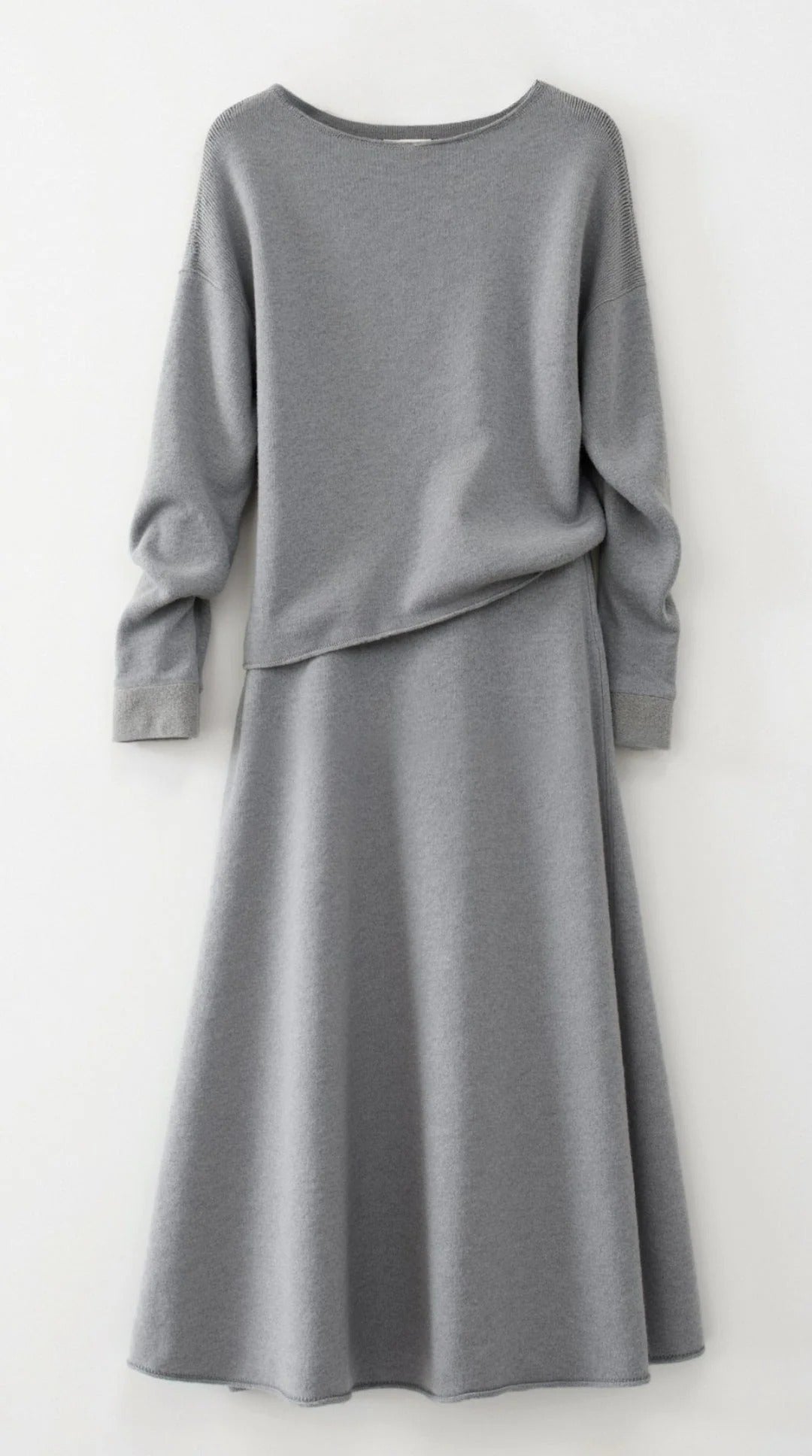 Women’s Seraphine Knit Two-Piece Midi Set – Relaxed Sweater & A-Line Skirt