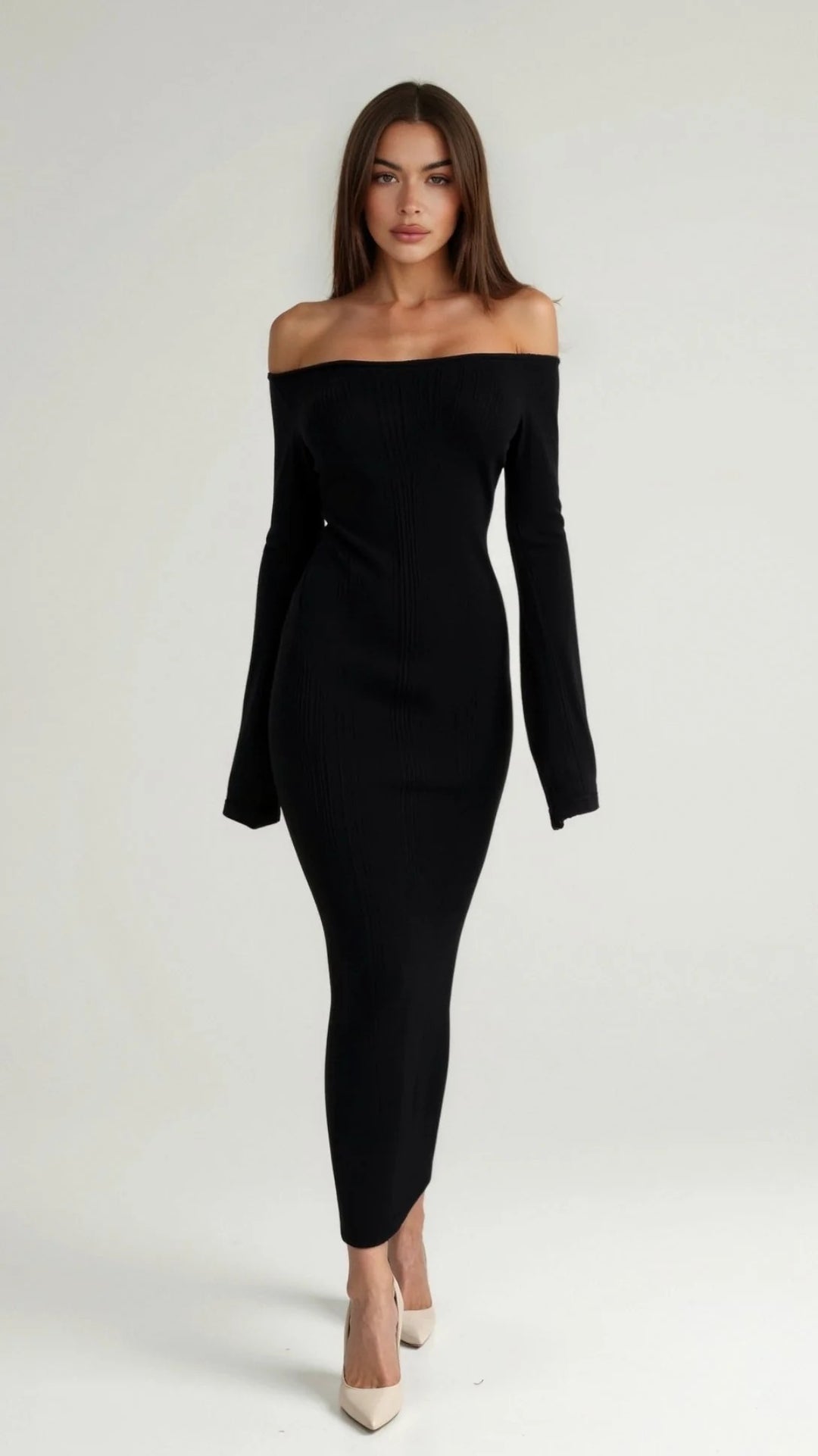 Women’s Elara Off-Shoulder Ribbed Maxi Dress